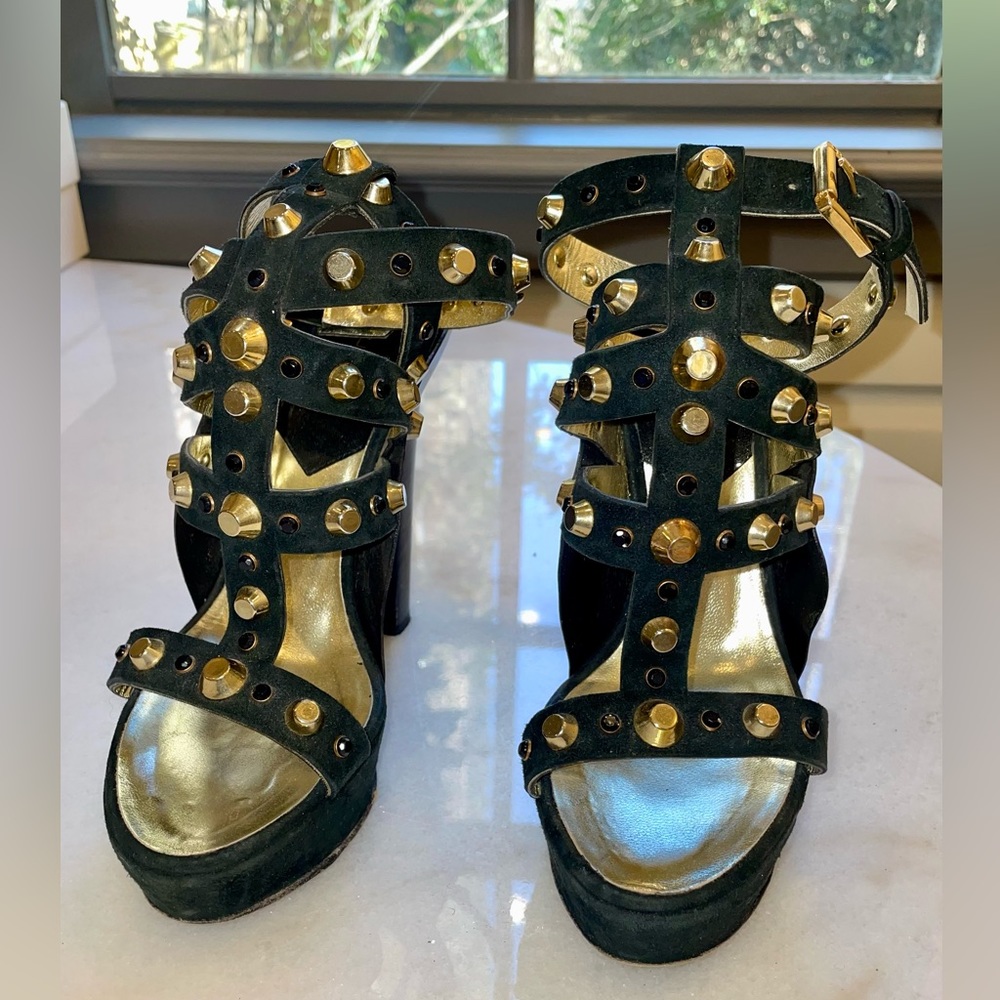 DSQUARED2 women’s studded platform sandals, wrap around, 38.5, made in Italy